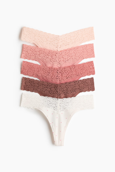5-pack lace thong briefs