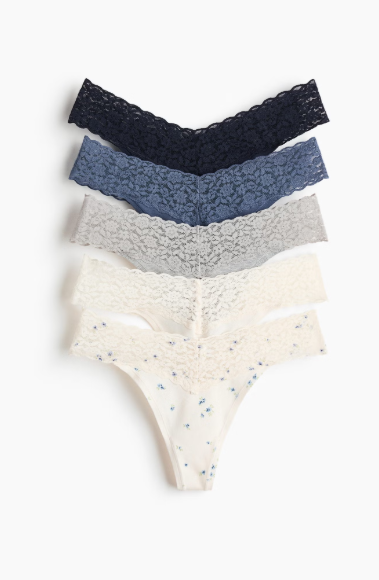 5-pack lace thong briefs