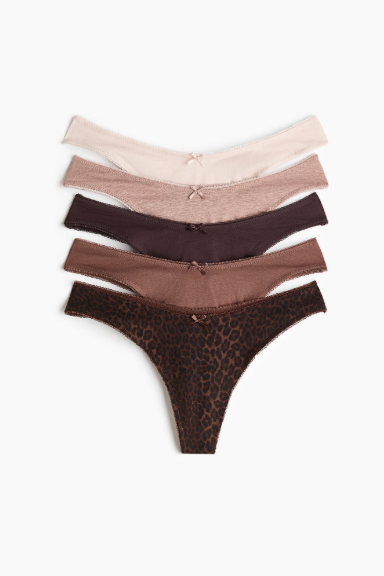 5-pack cotton thong briefs