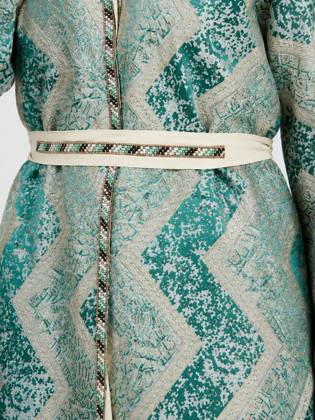 Teal Patterned Open Abaya