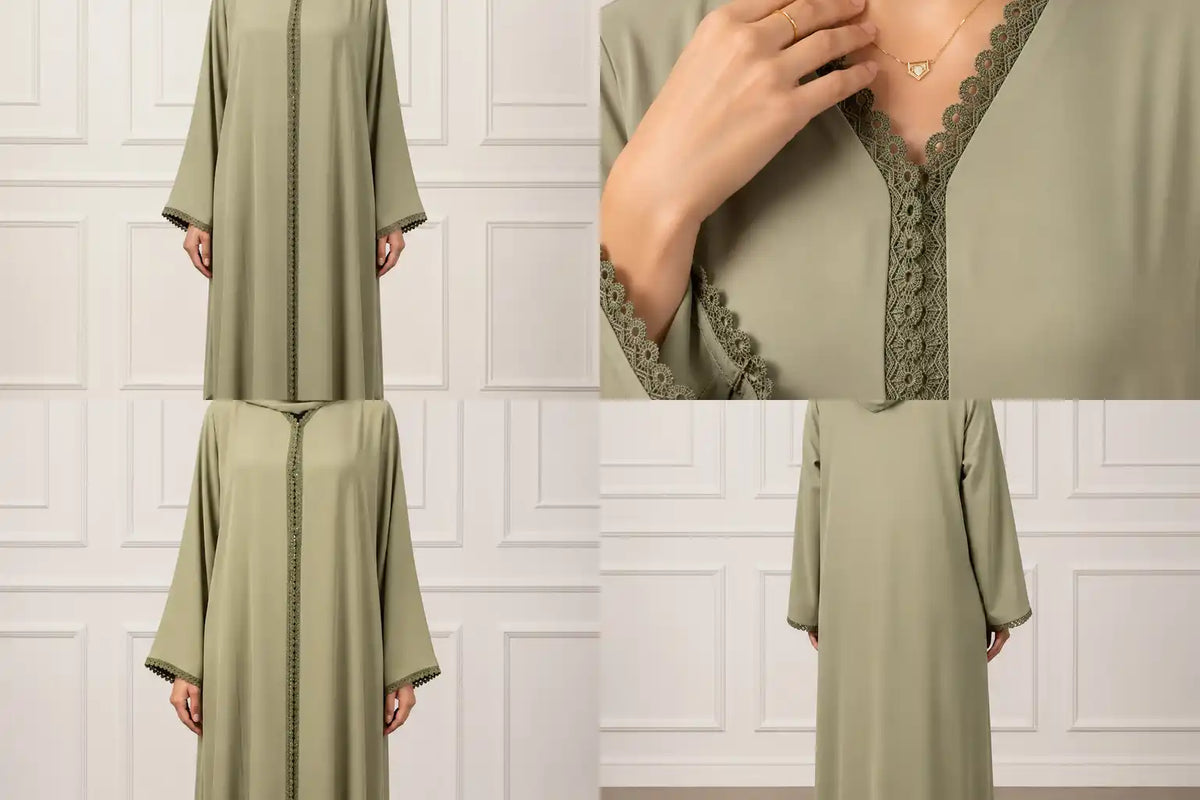 Elegant Sage Green Embroidered Abaya